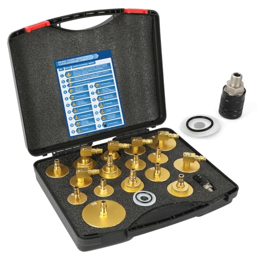 CMTOOL Master Cylinder Bleeder Kit, 17PCS Brake Bleeder Adapter Kit, Aluminum Material, Brake Pressure Bleeding Set with Quick Connector, for Most Vehicles - Image 1