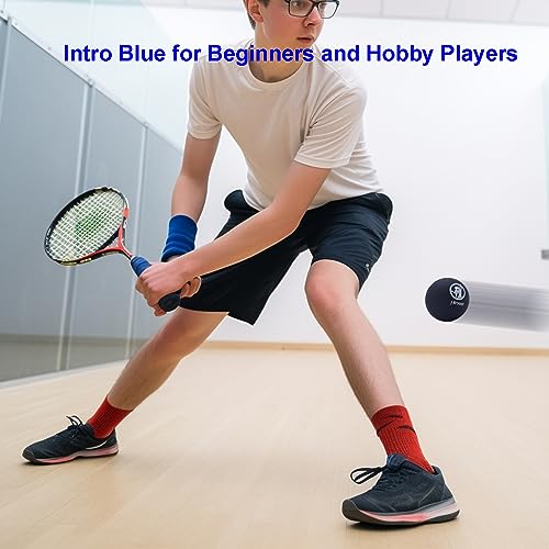 J Bryant Squash Balls 4 Pack, Single Blue Dot Rubber Squash Ball for Beginners and Kids Competition Training - Image 2