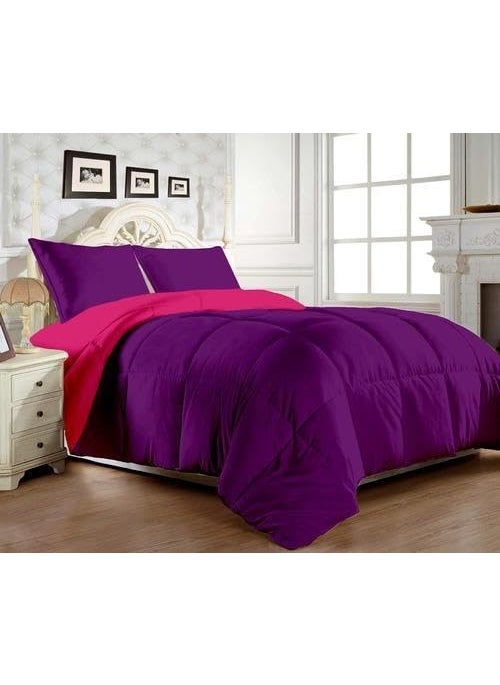 Microfiber Luxury Reversible Double Bed BlanketAC ComforterDuvetDohar All Weather Season Duvet 200 GSM 90x100 Purple BAZ  - Image 1