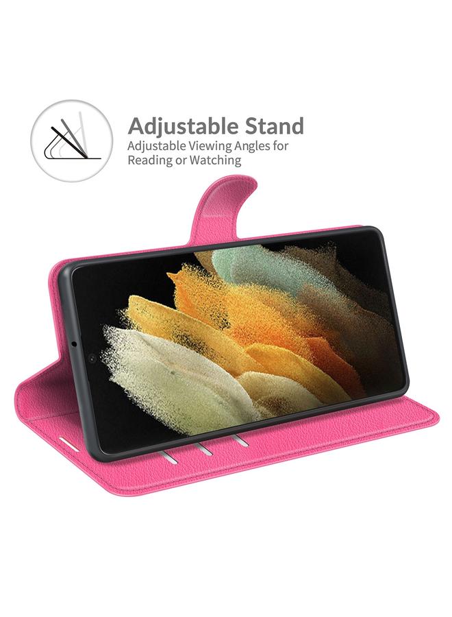 اس-توب جراب لهاتف Samsung Galaxy S22 Ultra 5G، جراب واقٍ أفقي قابل للطي من نسيج الليتشي مع حامل وفتحات للبطاقات ومحفظة - Image 4