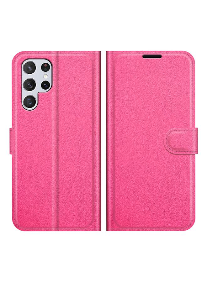 اس-توب جراب لهاتف Samsung Galaxy S22 Ultra 5G، جراب واقٍ أفقي قابل للطي من نسيج الليتشي مع حامل وفتحات للبطاقات ومحفظة - Image 2