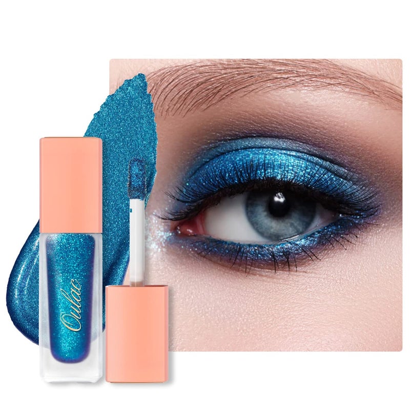 Oulac Blue Liquid Glitter Eyeshadow Liquid Shimmer Eyeshadow Liquid Eyeliner Nonsticky OneSwipe Coverage with QuickDrying Creaseresistant FormulaVegan CrueltyFree10 - Image 3