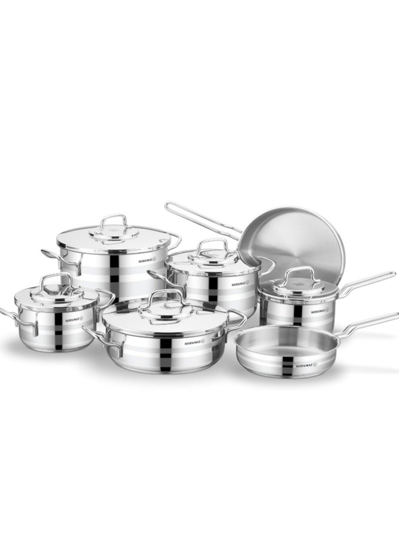 Korkmaz Astron 12 Piece Stainless Steel Cookware Set - Image 1