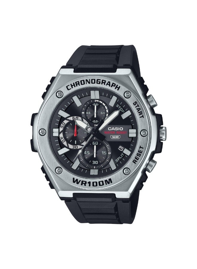 كاسيو ساعة كاسيو كرونوغراف قياسية تناظرية بسوار من الراتنج باللون الأسود، مينا MWA-300H-1AVDF - Image 1