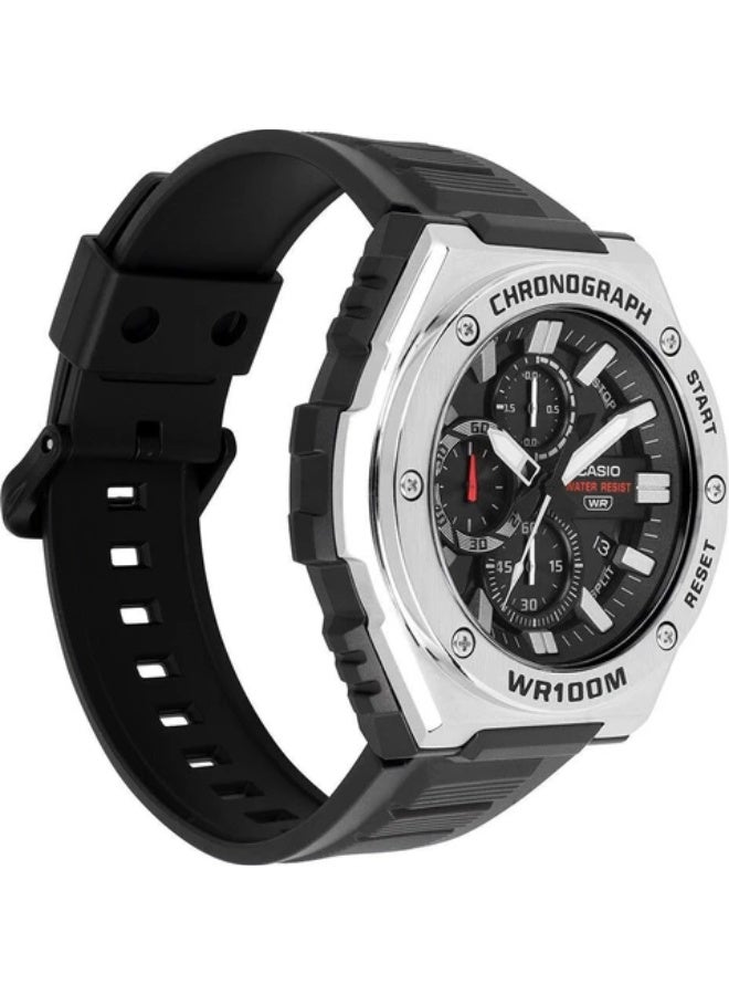 كاسيو ساعة كاسيو كرونوغراف قياسية تناظرية بسوار من الراتنج باللون الأسود، مينا MWA-300H-1AVDF - Image 2