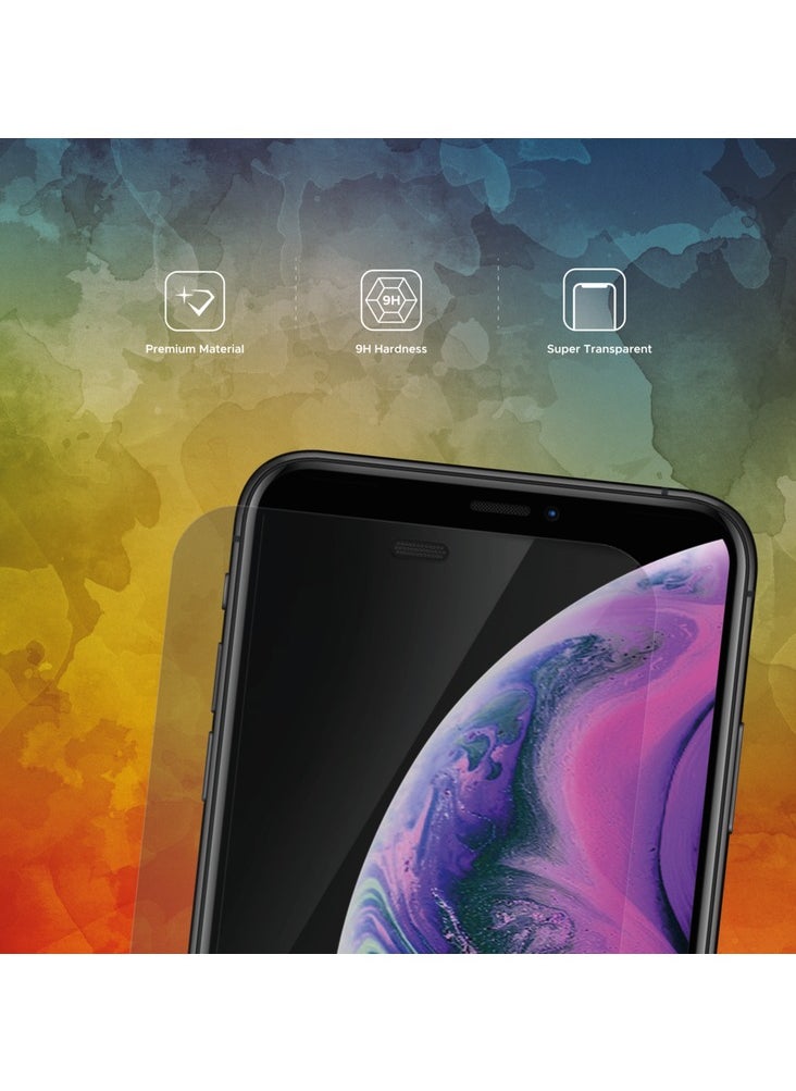 iPhone 11 Pro Max Screen Protector Full Cover Clear Rounded Edge Glass with Dust Filter - Clear