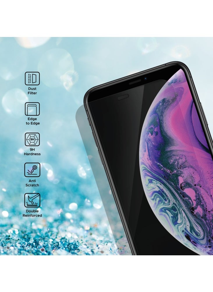 iPhone 11 Pro Max Screen Protector Full Cover Clear Rounded Edge Glass with Dust Filter - Clear