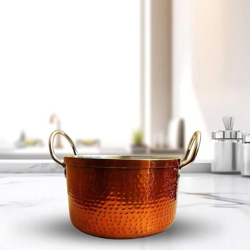FLIXBLOOM Flixbloom 35 Litre Special Copper Finish Induction Base Bottom LPG Friendly Kitchen Cookware Deep Utensil Sauce PotCasserole with Stainless Steel Lid Cookware with Lid - Image 2