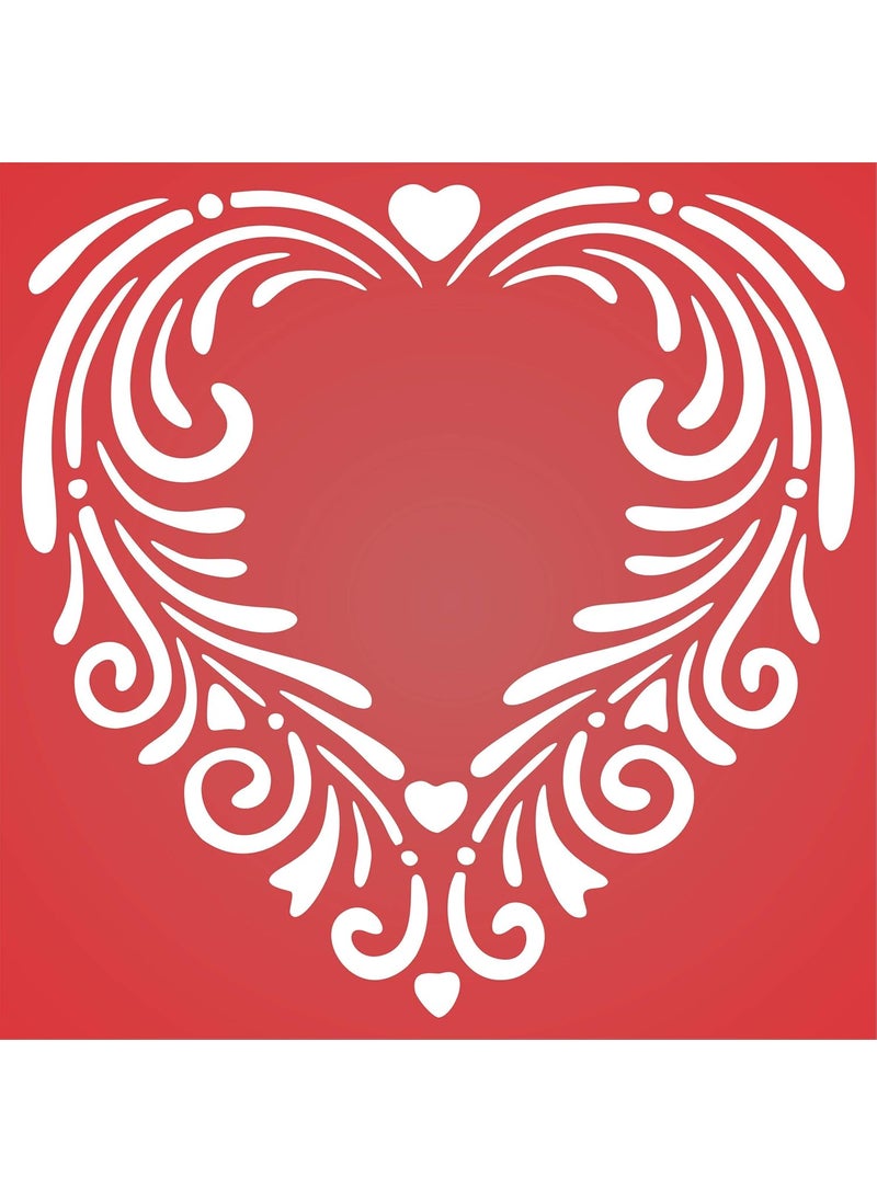 Usnyabni Fancy Heart Stencil, 6.5 x 6.5 inch (L) - Valantine Floral Heart Design Stencils Template for Painting  - Image 5