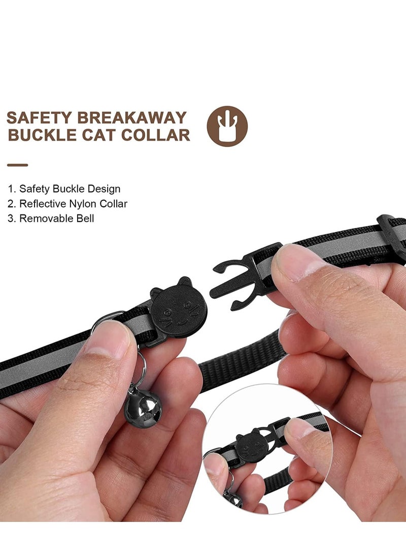 طوق القطة مع طوق قطط قابل للضبط، مصمم عاكس، حامل كلب مقاوم للماء (أسود) - Image 5