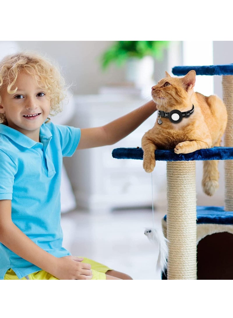 طوق القطة مع طوق قطط قابل للضبط، مصمم عاكس، حامل كلب مقاوم للماء (أسود) - Image 2