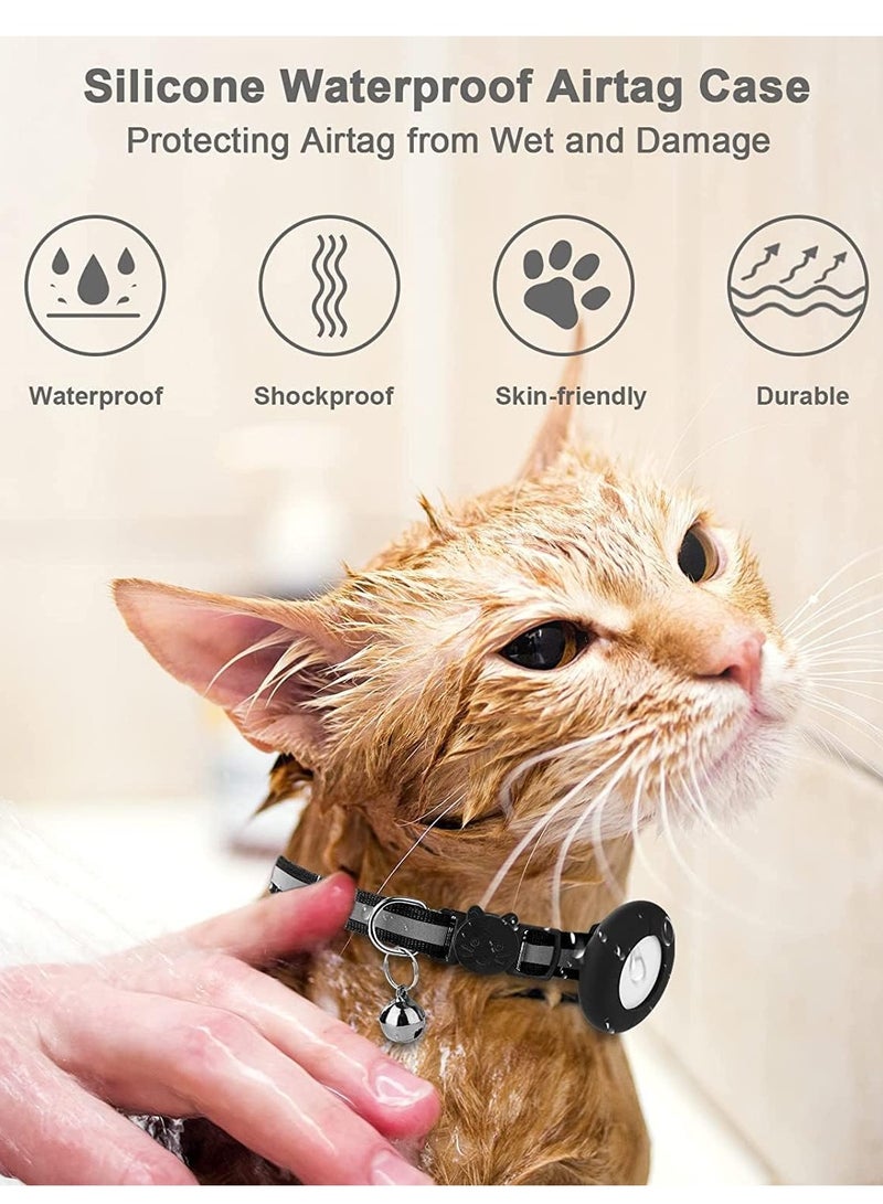 طوق القطة مع طوق قطط قابل للضبط، مصمم عاكس، حامل كلب مقاوم للماء (أسود) - Image 4