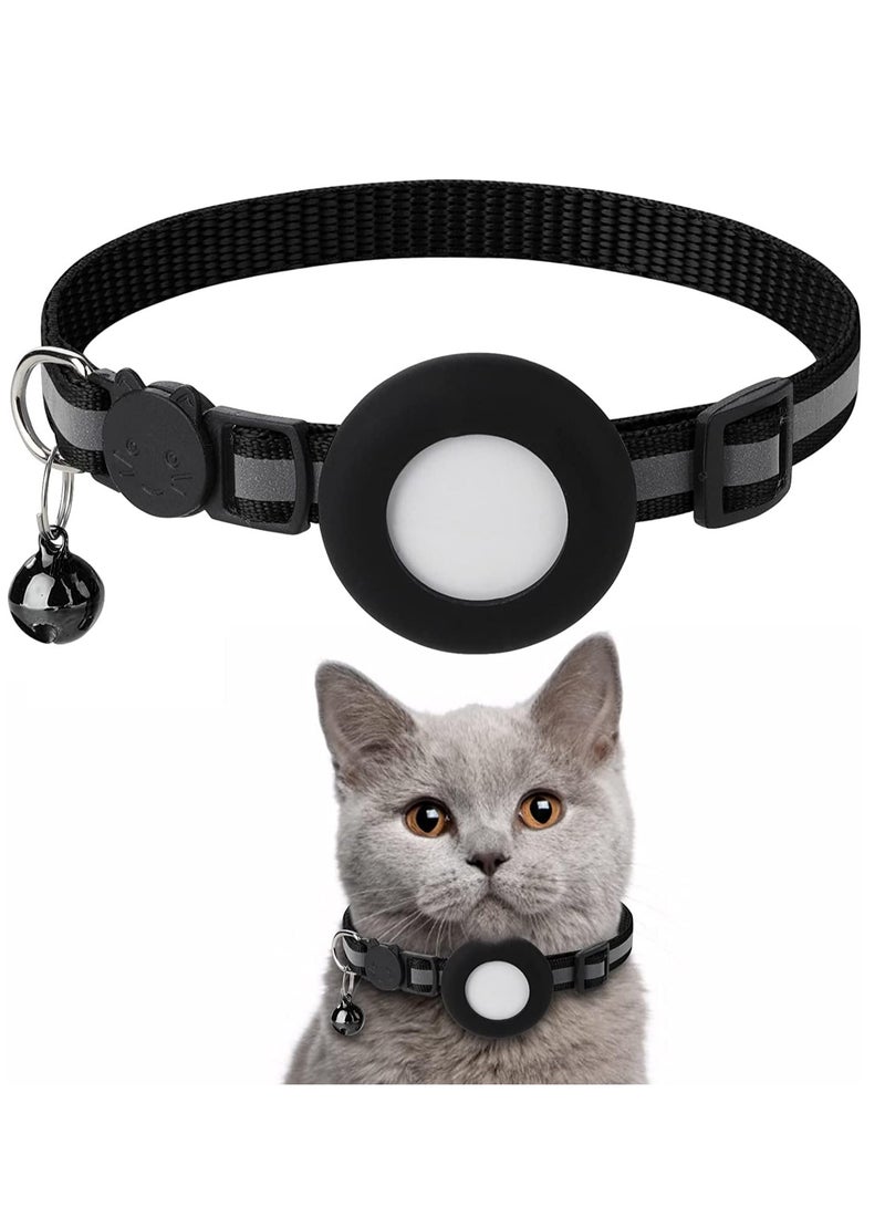 طوق القطة مع طوق قطط قابل للضبط، مصمم عاكس، حامل كلب مقاوم للماء (أسود) - Image 1