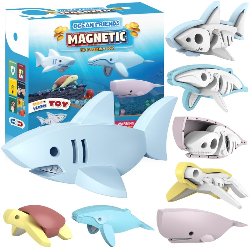 Toycost ألعاب بناء الحيوانات البحرية المغناطيسية - ألعاب تعليمية للأطفال في مرحلة ما قبل المدرسة - أحجية ثلاثية الأبعاد للحيوانات البحرية للأولاد والبنات - هدية عيد ميلاد فريدة للأطفال من 3 إلى 5 سنوات - Image 3