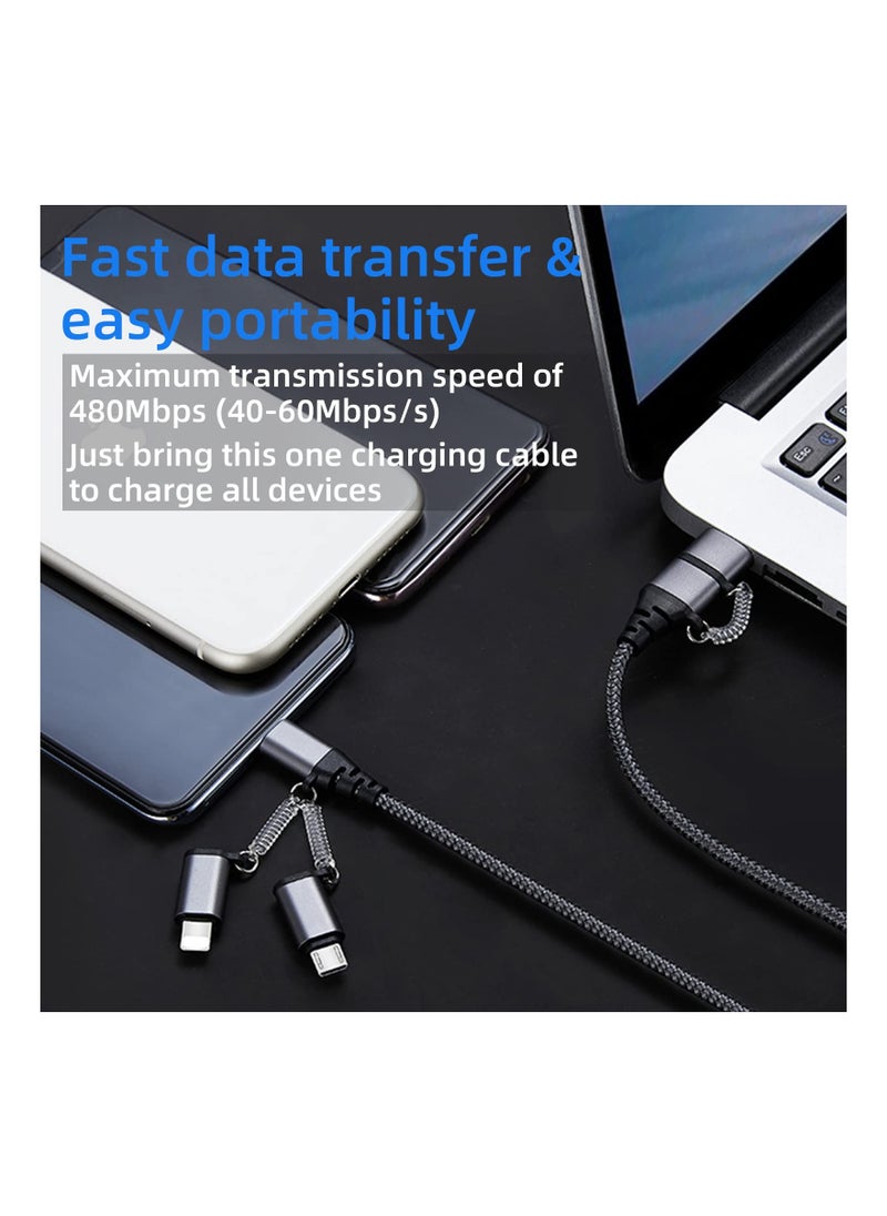 Digipace - Multi Charging Cable, 5 in 1 Multiple Multi Cord Compatible with Lightning,Type C,Micro USB Data Cable Nylon Braided Compatible for Android, Nintendo Switch, Huawei, iPhone iPad - Image 1