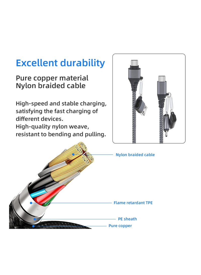 Digipace - Multi Charging Cable, 5 in 1 Multiple Multi Cord Compatible with Lightning,Type C,Micro USB Data Cable Nylon Braided Compatible for Android, Nintendo Switch, Huawei, iPhone iPad - Image 1