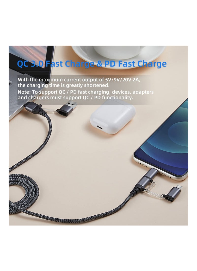 Digipace - Multi Charging Cable, 5 in 1 Multiple Multi Cord Compatible with Lightning,Type C,Micro USB Data Cable Nylon Braided Compatible for Android, Nintendo Switch, Huawei, iPhone iPad - Image 1