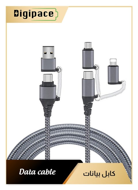 Multi Charging Cable, 5 in 1 Multiple Multi Cord Compatible with Lightning,Type C,Micro USB Data Cable Nylon Braided Compatible for Android, Nintendo Switch, Huawei, iPhone iPad