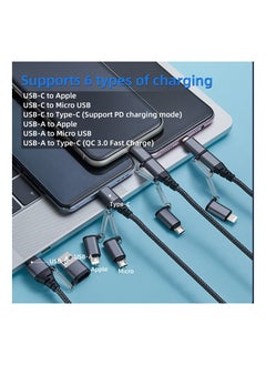 Digipace Multi Charging Cable, 5 in 1 Multiple Multi Cord Compatible with Lightning,Type C,Micro USB Data Cable Nylon Braided Compatible for Android, Nintendo Switch, Huawei, iPhone iPad  - Image 3
