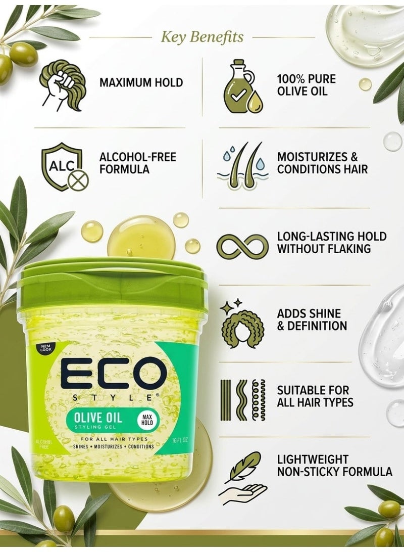 Eco Style Olive Oil Hair Styling Gel 473ml - Image 2