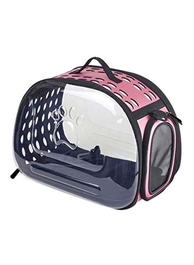 Folding Cat Carrier Pink/Clear/Black 36x20x22cm - Image 1