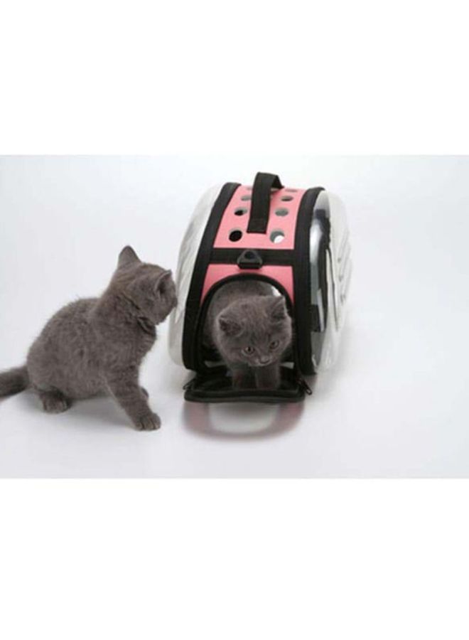 Folding Cat Carrier Pink/Clear/Black 36x20x22cm - Image 2