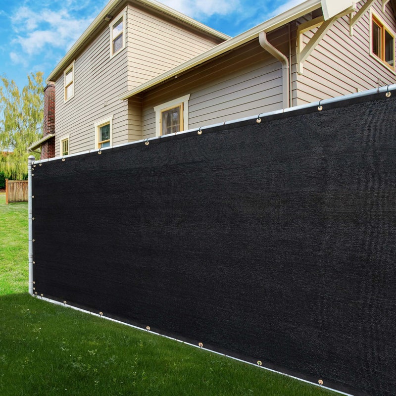 ShadeMart 8 x 50 Black Fence Privacy Screen Windscreen Shade Fabric Cloth HDPE 90 Visibility Blockage with Grommets Heavy Duty Commercial Grade Cable Zip Ties Included We Customize Size