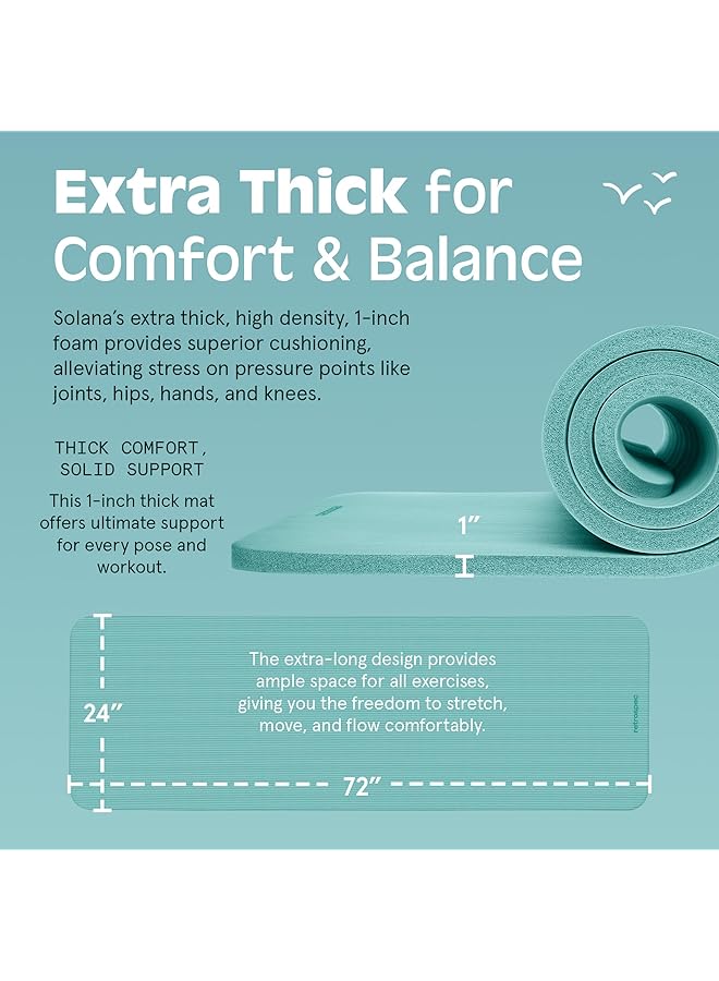 Retrospec Solana Yoga Mat 1" & 1/2" Thick W/Nylon Strap For Men & Women Non Slip Exercise Mat For Yoga - Image 3