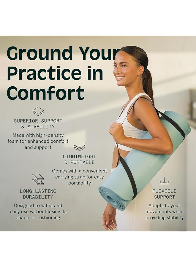 Retrospec Solana Yoga Mat 1" & 1/2" Thick W/Nylon Strap For Men & Women Non Slip Exercise Mat For Yoga - Image 4