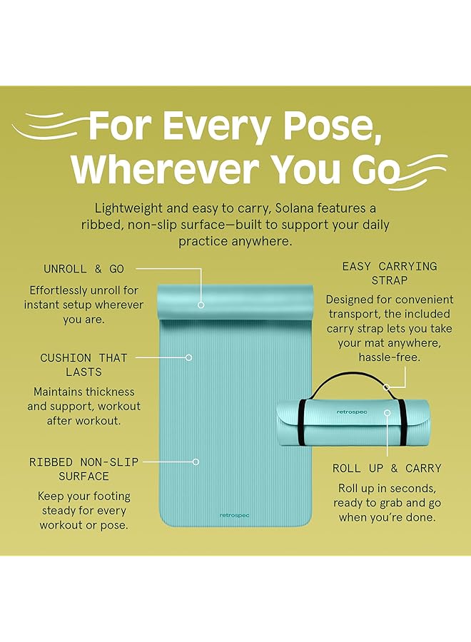 Retrospec Solana Yoga Mat 1" & 1/2" Thick W/Nylon Strap For Men & Women Non Slip Exercise Mat For Yoga - Image 5