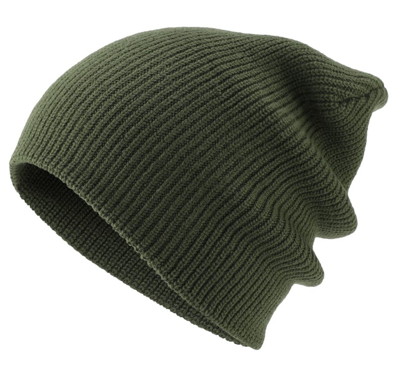 Connectyle قبعة شتوية دافئة كلاسيكية للرجال من كونكتايل، قبعة بوني كوف محبوكة من الأكريليك (أخضر عسكري) - Image 3
