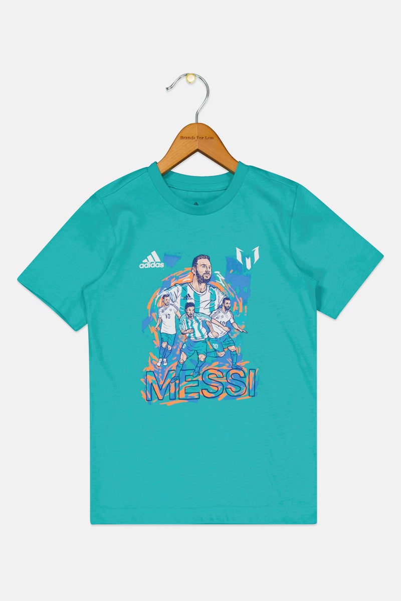 Adidas Kids Boy Short Sleeve Outdoor T-Shirt, Turquoise - Image 2