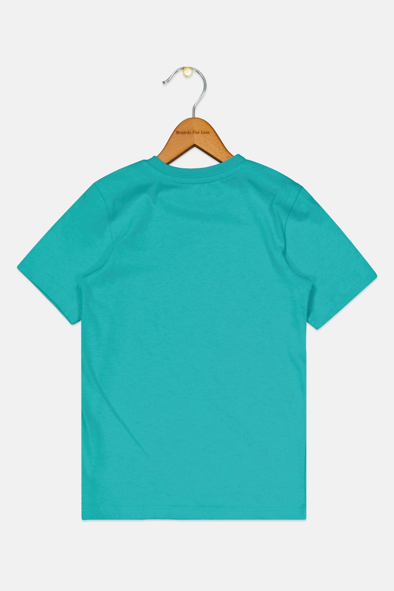 Adidas Kids Boy Short Sleeve Outdoor T-Shirt, Turquoise - Image 3