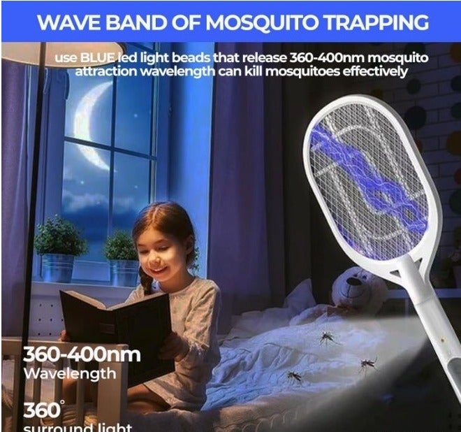 اتش اس HS Electric Bug Zapper, Mosquito Swatter, Instant Fly Swatter, Rechargeable Racket, Fly Killer, Heavy Duty, USB Rechargeable, 3 Layers Safety Mesh, Intelligent Trapping Mosquitoes, Indoor,Outdoor - Image 3