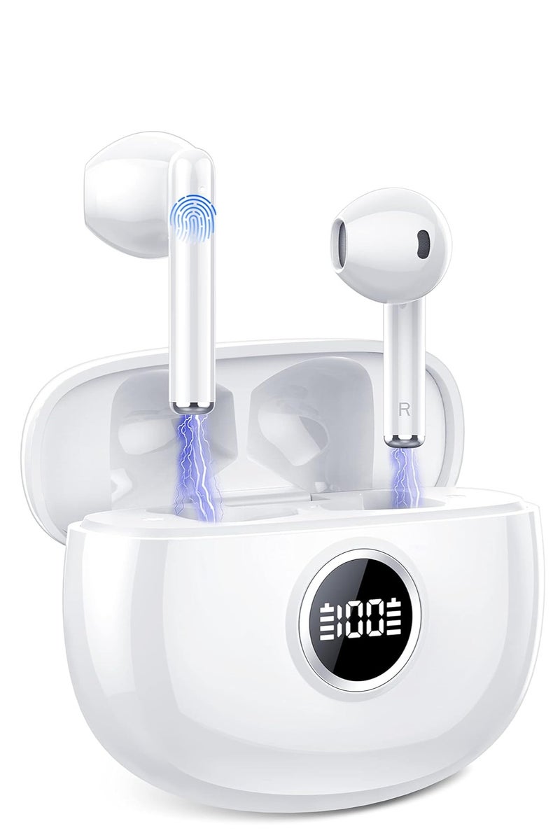 True Wireless Earbuds, Smart True Wireless Stereo Earphones, Waterproof, Ultra Lightweight with Bluetooth 5.3, LED Power Display with Charging Case, Smart Touch for Sports - Image 1