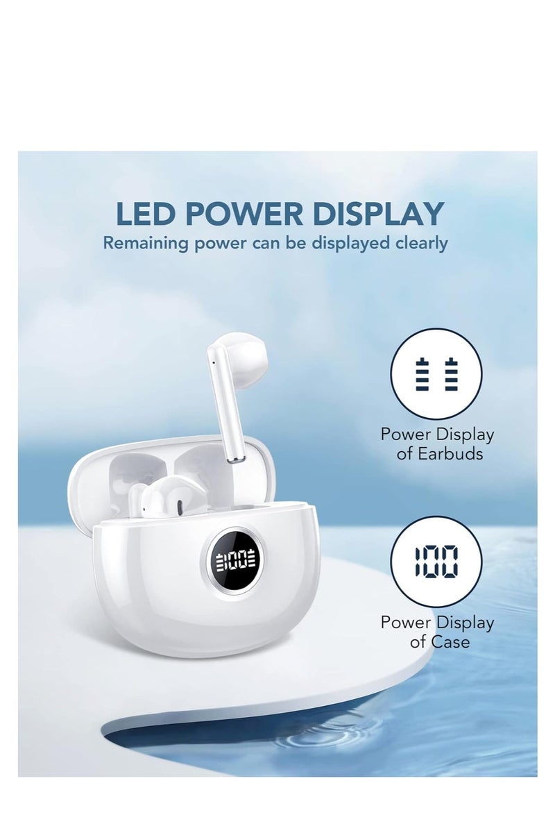 True Wireless Earbuds, Smart True Wireless Stereo Earphones, Waterproof, Ultra Lightweight with Bluetooth 5.3, LED Power Display with Charging Case, Smart Touch for Sports - Image 5