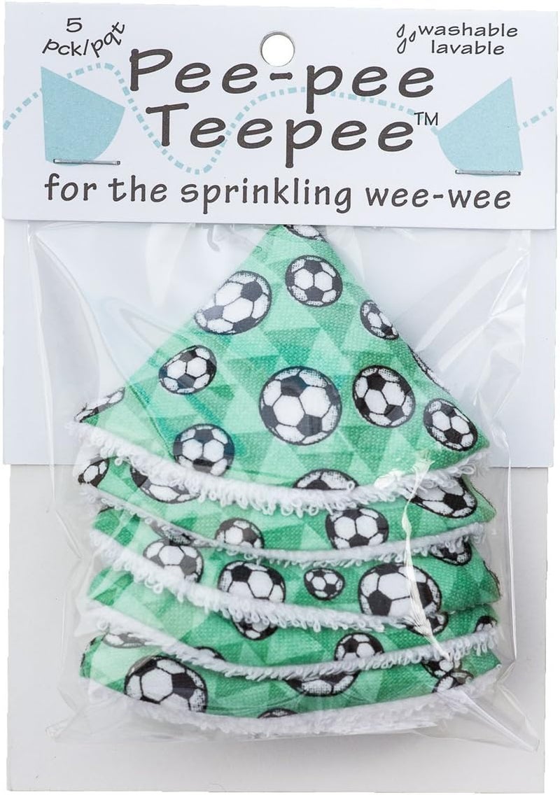 Beba Bean Washable Cotton Pee-Pee Teepees That Shield Baby Boys Pee During Diaper Changes. Makes a Great add-on Gift for a Baby Shower Thanks to its Fun, Gift-Ready Store Packaging. 5 Pack. Soccer - Image 2