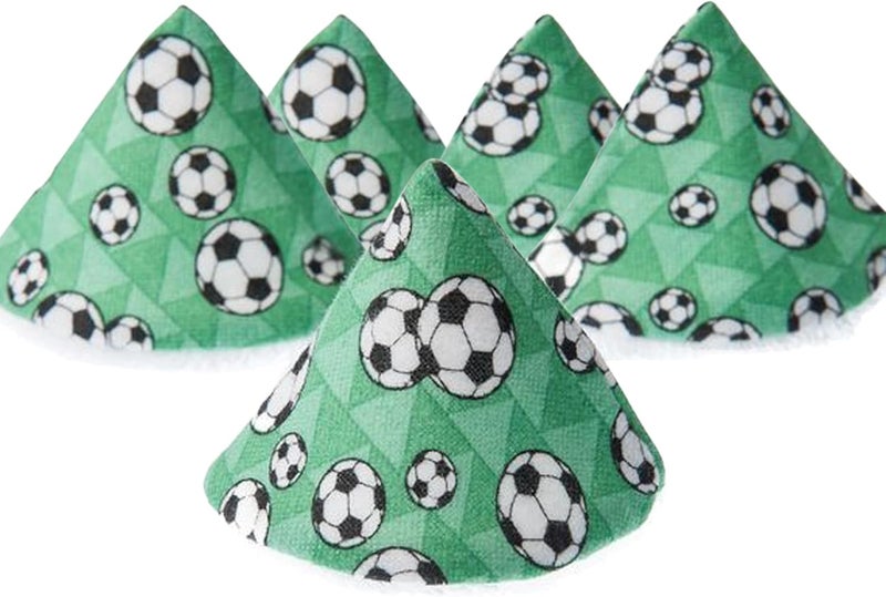 Beba Bean Washable Cotton Pee-Pee Teepees That Shield Baby Boys Pee During Diaper Changes. Makes a Great add-on Gift for a Baby Shower Thanks to its Fun, Gift-Ready Store Packaging. 5 Pack. Soccer - Image 1