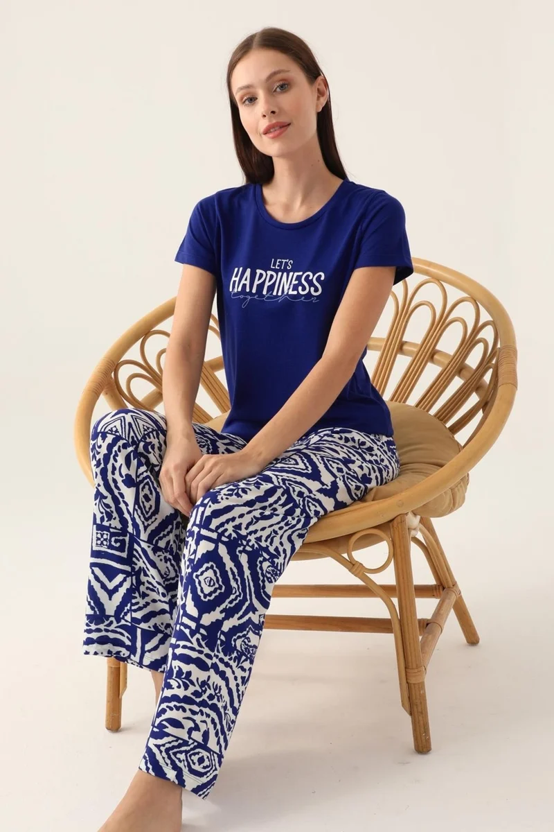 Arnetta Printed Side Pocket Women's Pajama Set, Cotton