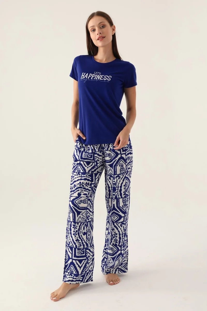 Arnetta Printed Side Pocket Women's Pajama Set, Cotton