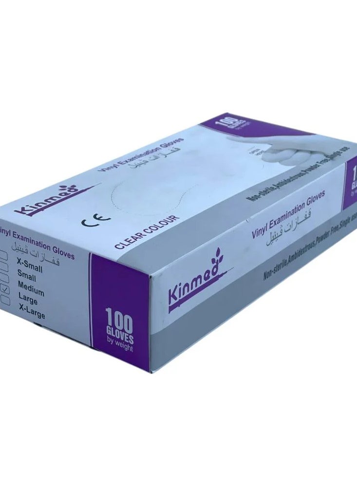 Kinmed 100 PCS Box Clear Medical Vinyl Gloves - Various Sizes  - Image 3