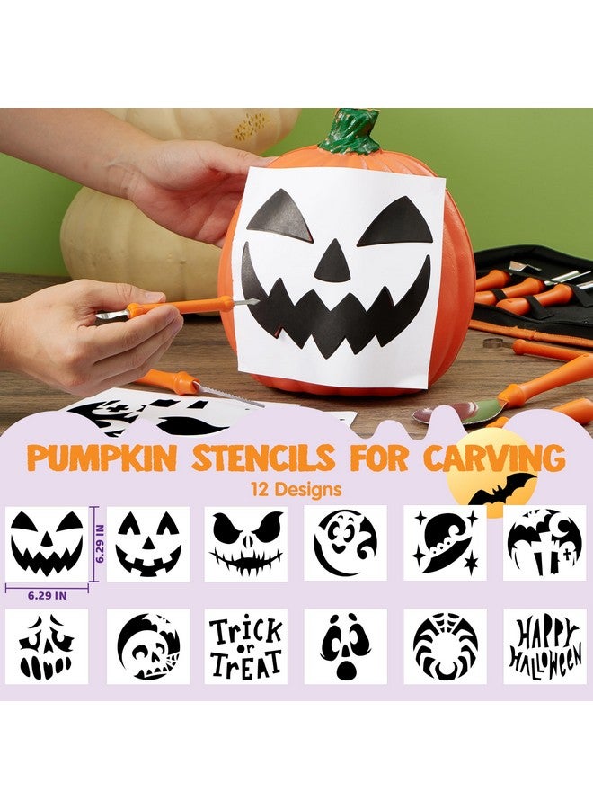 JOYIN JOYIN 12 Pcs Halloween Pumpkin Carving Kit, Professional Carving Set with Handbag, 12 Stainless Steel Double-sided Sculpting Tools for Jack-o-Lantern DIY Kids Party Decoration Craft Supplies - Image 2