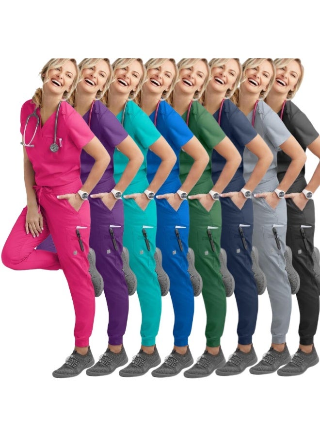 Loquat Womens Medical Scrubs Set Medical Uniform Set Cyan - Image 3