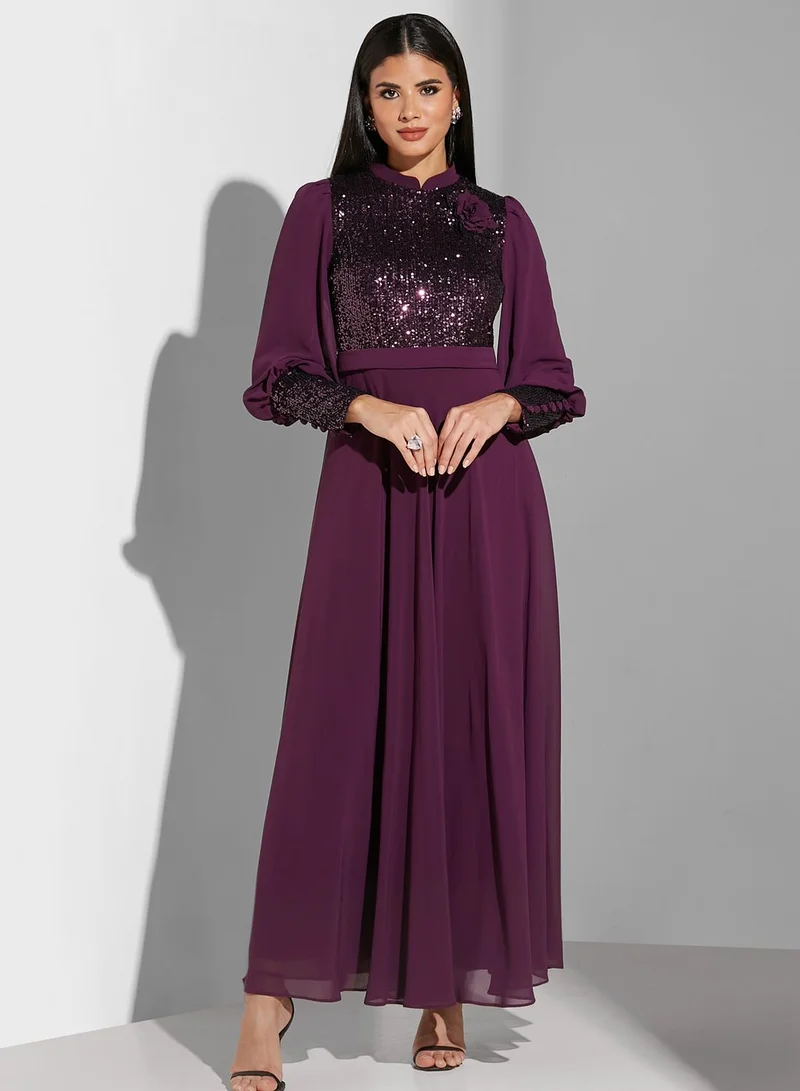 Namshi X Hadia Ghaleb Hadia Ghaleb Shimmer Detail Dress