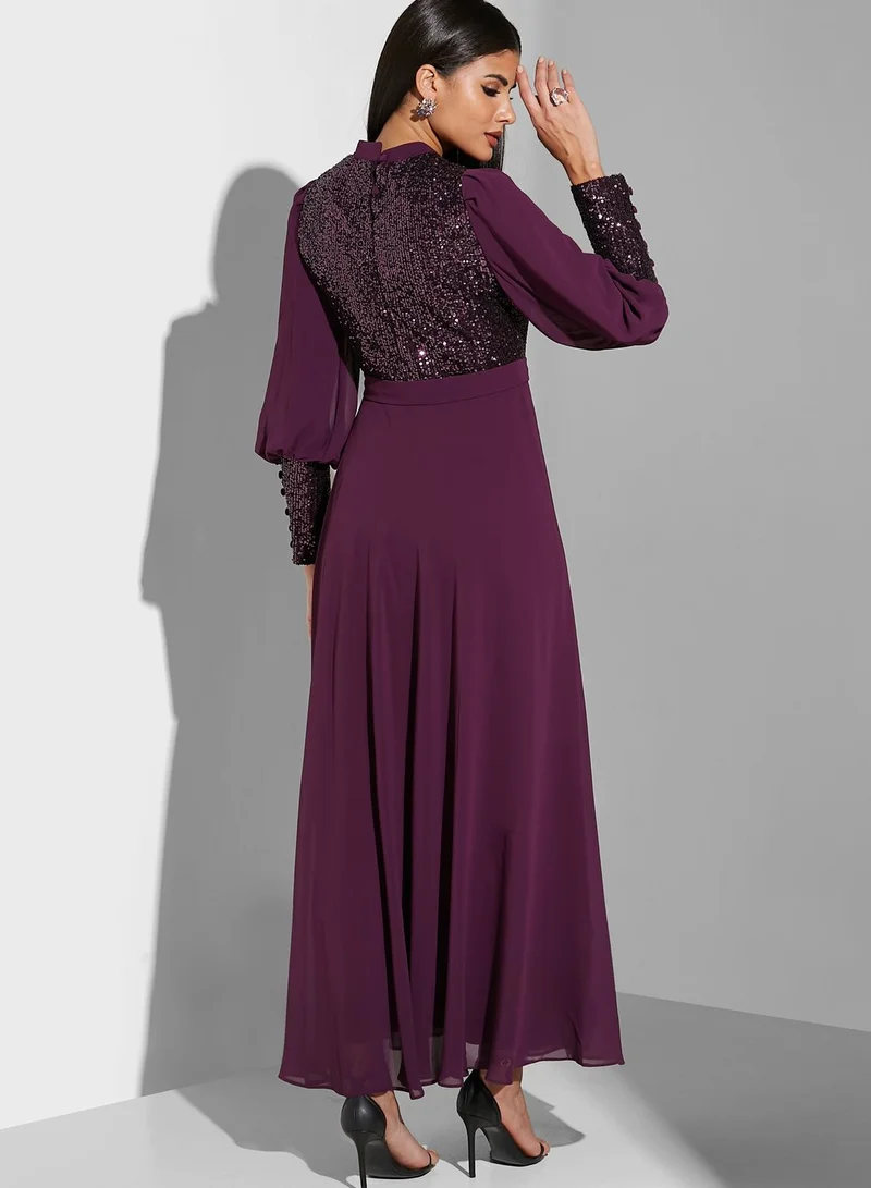 Namshi X Hadia Ghaleb Hadia Ghaleb Shimmer Detail Dress