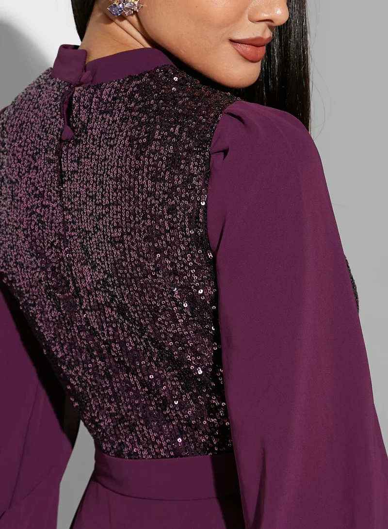 Namshi X Hadia Ghaleb Hadia Ghaleb Shimmer Detail Dress