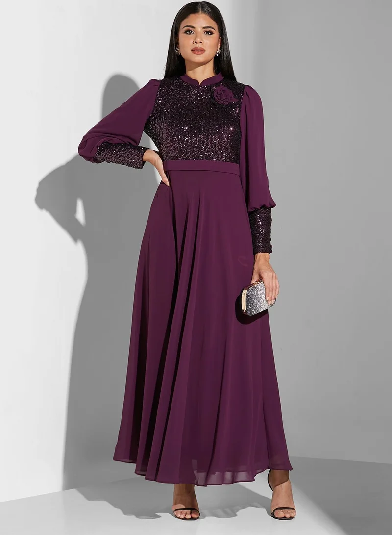 Namshi X Hadia Ghaleb Hadia Ghaleb Shimmer Detail Dress