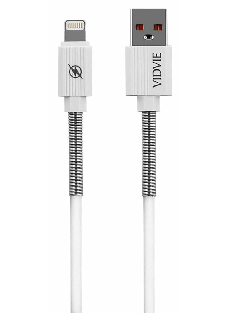Vidvie Cable lighting VI-C510 Fast Charging and data transfer - 3.1amps 1 Meter - White - Image 1