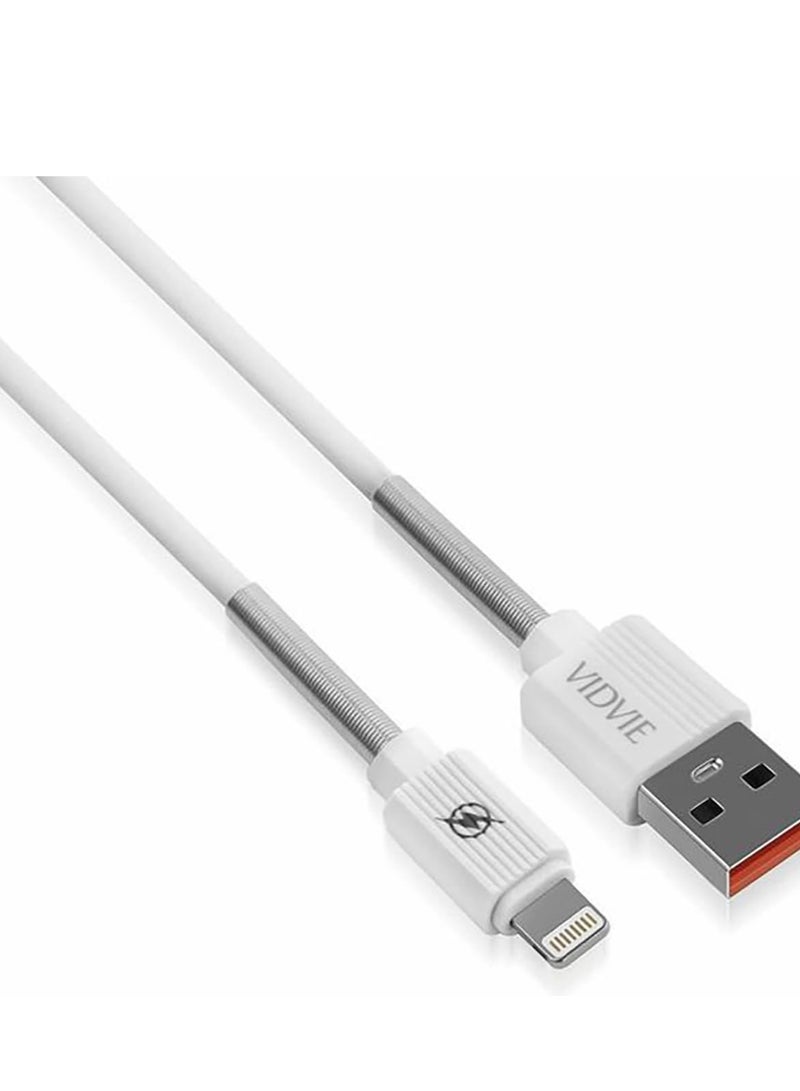 Vidvie Cable lighting VI-C510 Fast Charging and data transfer - 3.1amps 1 Meter - White - Image 2