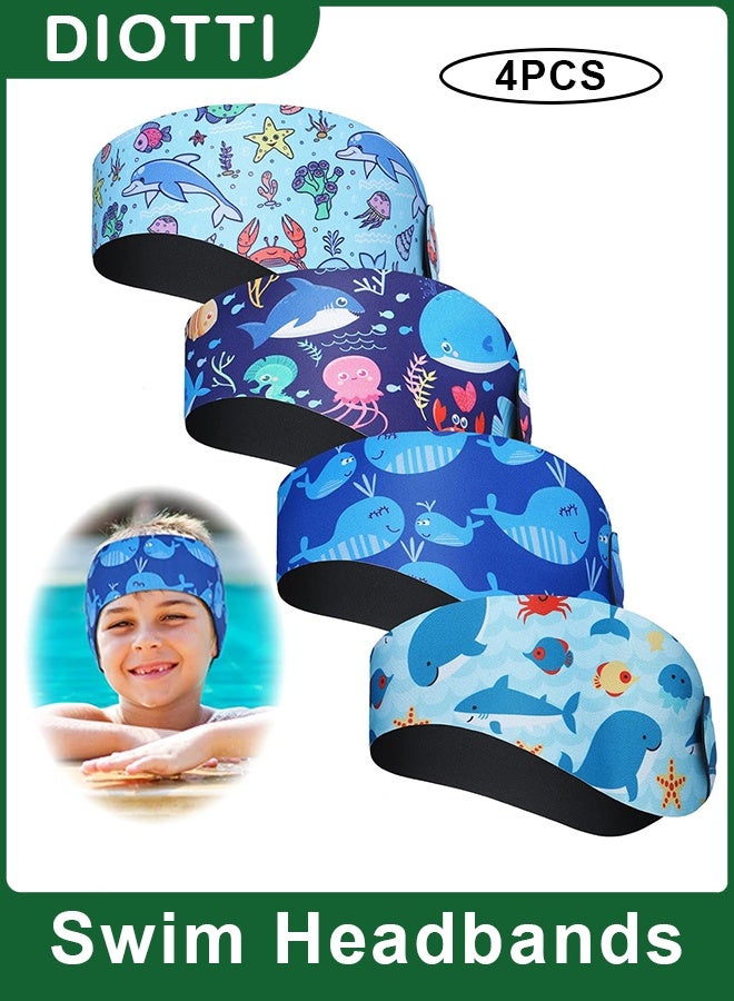 ديوتي عبوة من 4 عصابات رأس لحماية أذني الأطفال للسباحة، مصنوعة من النيوبرين المقاوم للماء وقابل للتعديل، مناسبة للسباحة، والاستحمام، وركوب الأمواج، والتجديف. - Image 1